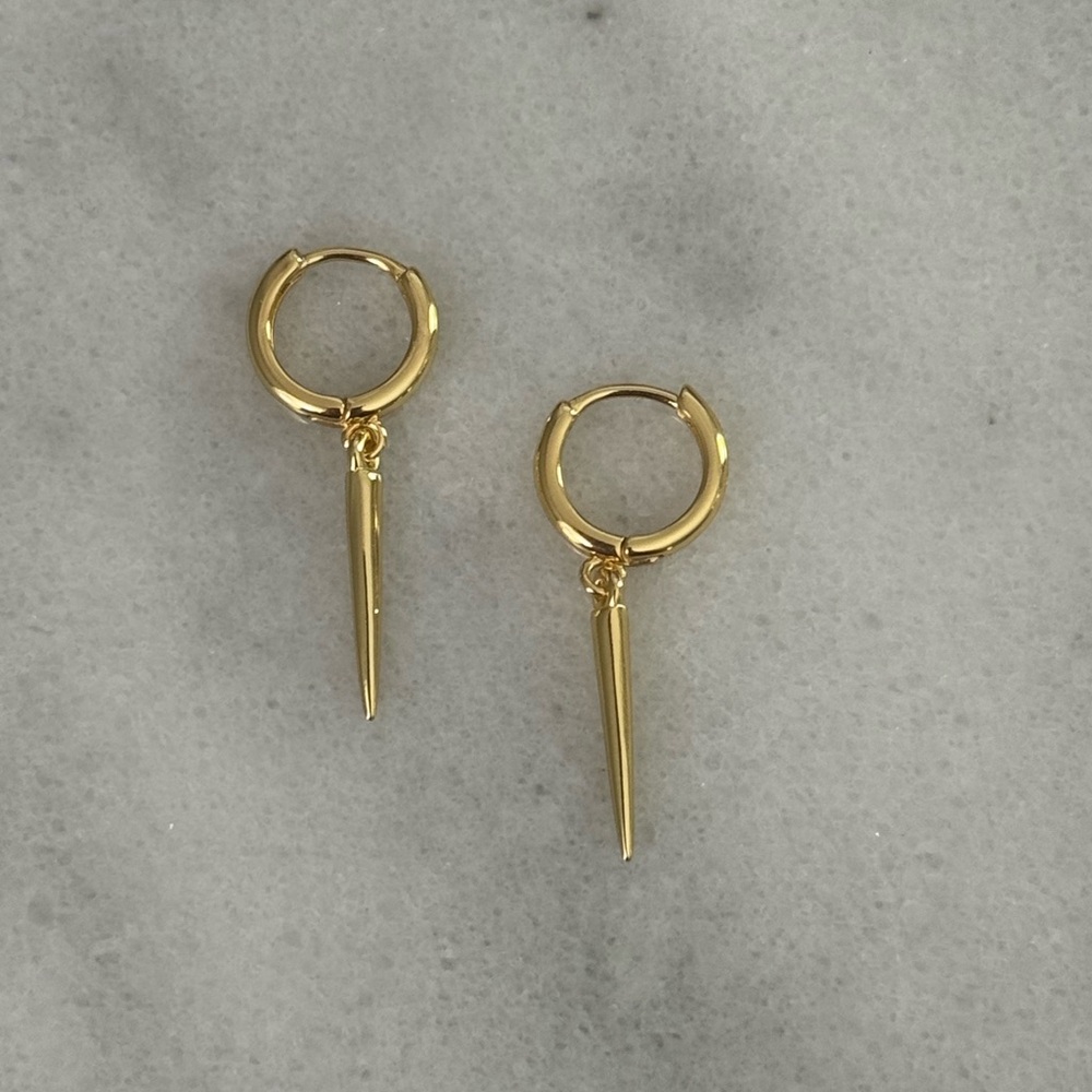 Gold Plated Huggie Hoop Spike Dangle Earrings 

Brand New
